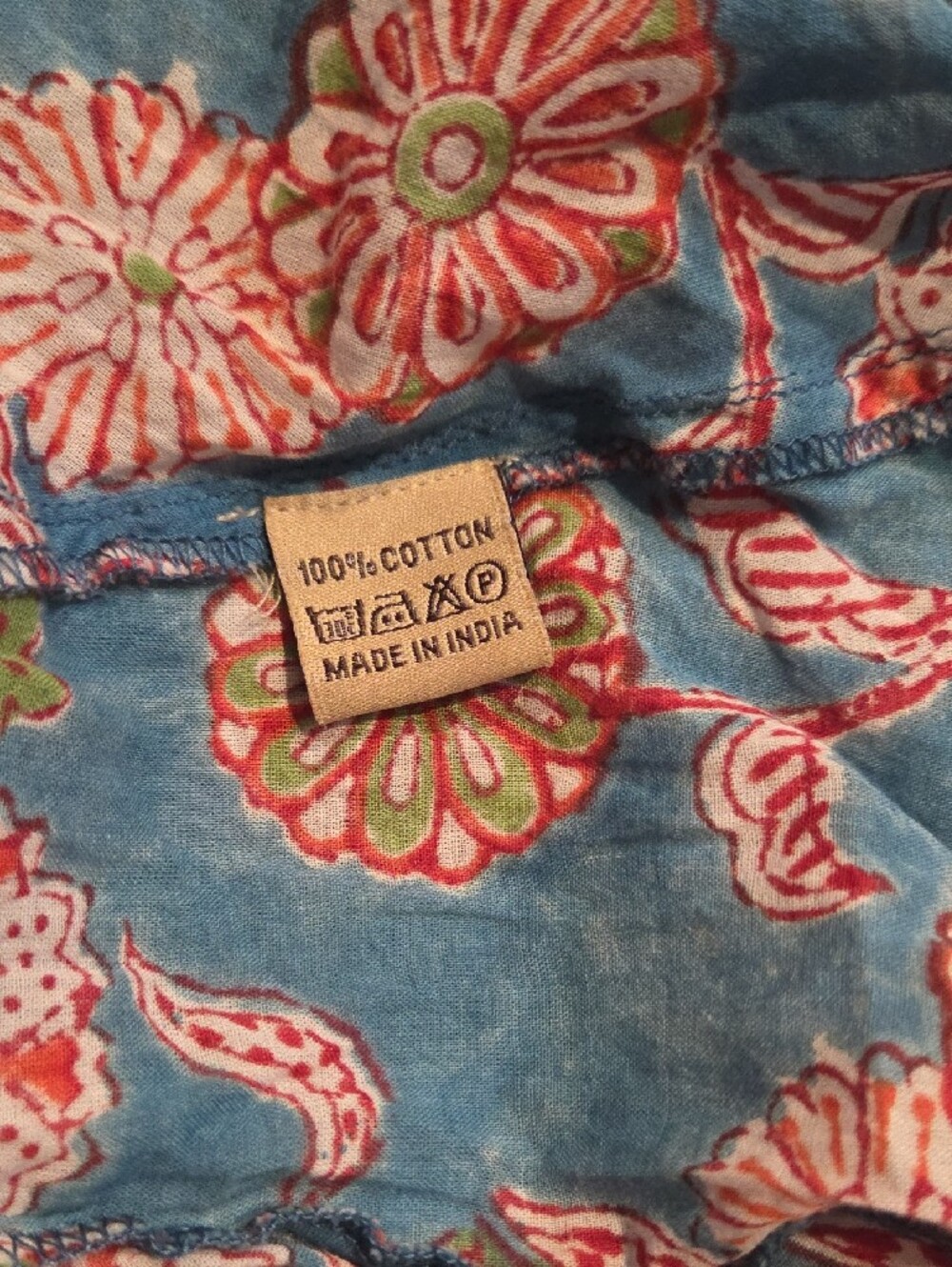Santa Fe Designer Dress W/ Ruffle Petticoat Blue Red Floral 100% Cotton L Rare - Picture 6 of 11